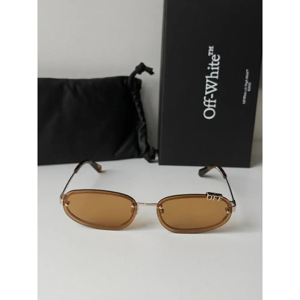 NEW Off White Miami Gold Metal Rimless Metal Sunglasses